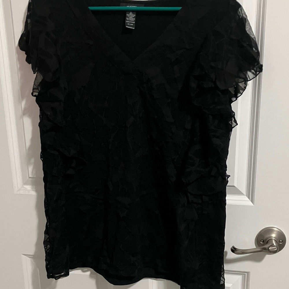 Alfani Black Ruffled Blouse